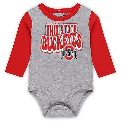 Newborn & Infant Ohio State Buckeyes Double Up Long Sleeve Bodysuit & Pant Set