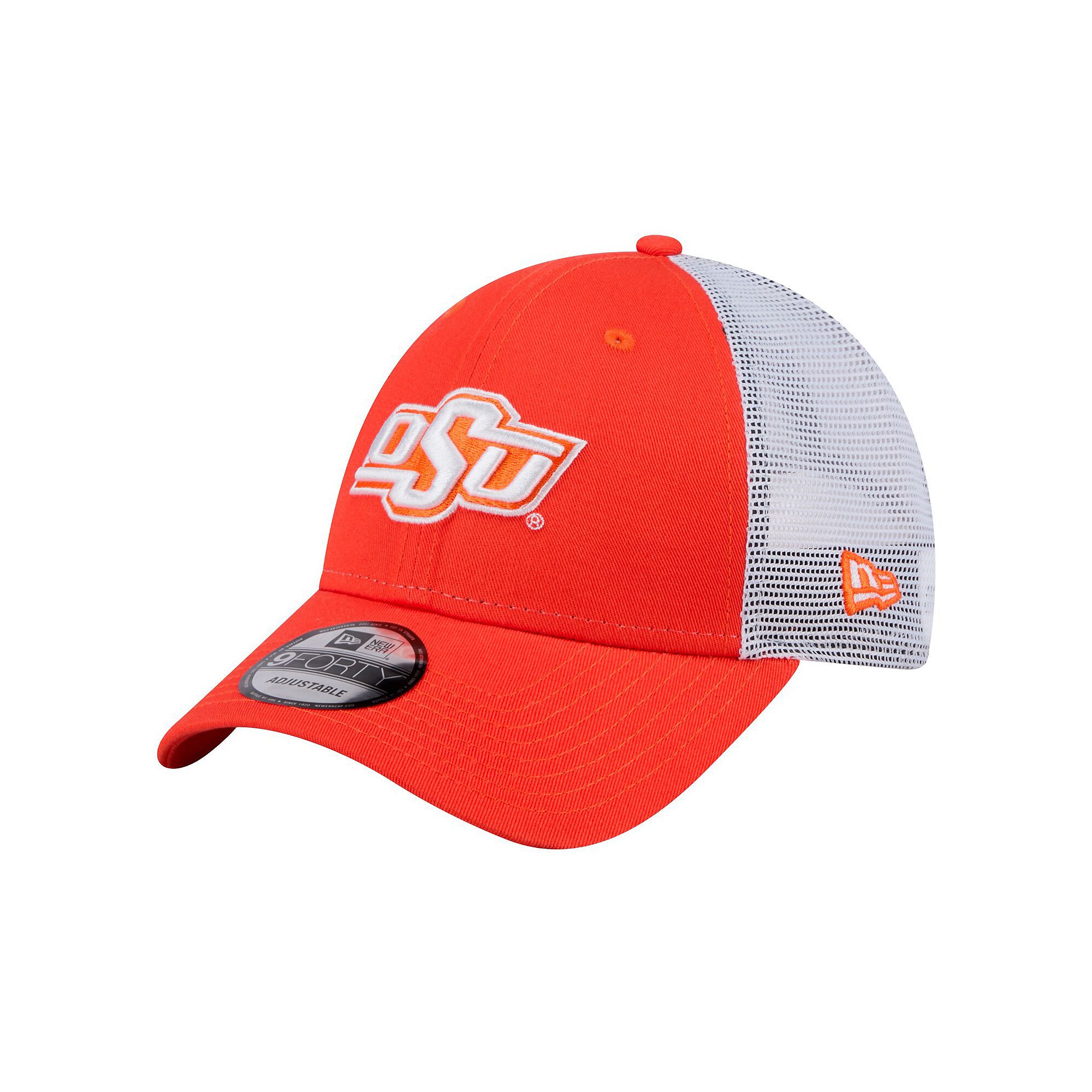 Mens New Era  Orange Oklahoma State Cowboys Trucker 9FORTY Adjustable Hat