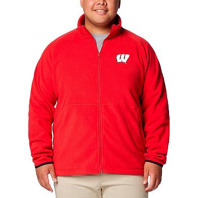 Men's Columbia Red Wisconsin Badgers Big & Tall Flanker�� IV Fleece Raglan Full-Zip Jacket