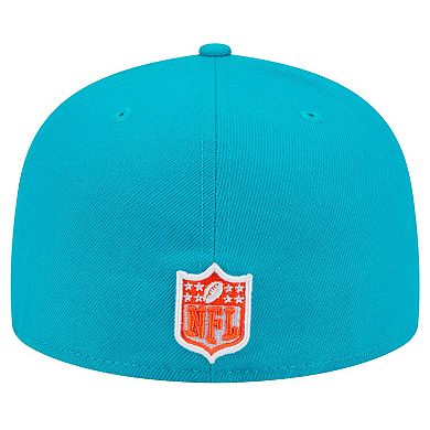 Men's New Era Aqua Miami Dolphins Script Sided 59FIFTY Fitted Hat