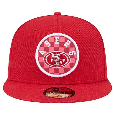 Men's New Era Scarlet San Francisco 49ers Checkered 59FIFTY Fitted Hat