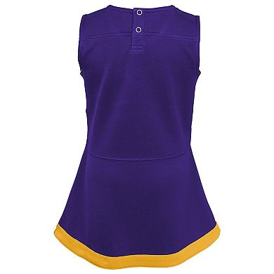 Girls Preschool Purple LSU Tigers Two-Piece Cheer Captain Jumper Dress & Bloomers Set