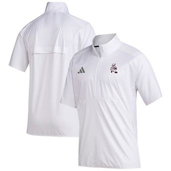 Men's adidas White Texas A&M Aggies Ol' Sarge Sideline Short Sleeve Quarter-Zip Pullover Top
