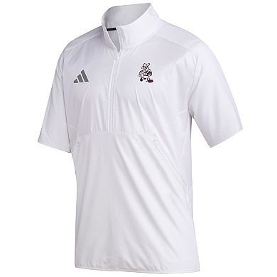 Men's adidas White Texas A&M Aggies Ol' Sarge Sideline Short Sleeve Quarter-Zip Pullover Top