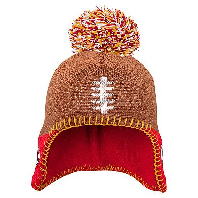 Infant Brown Kansas City Chiefs Football Head Knit Hat with Pom