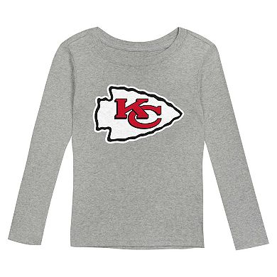 Preschool Heather Gray Kansas City Chiefs Long Sleeve T-Shirt and Pants Sleep Set