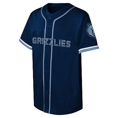 Youth Navy Memphis Grizzlies Stitch Full-Button Baseball Jersey