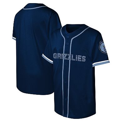 Youth Navy Memphis Grizzlies Stitch Full-Button Baseball Jersey