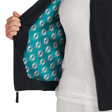 Men's J. Palmer Black Miami Dolphins Lightweight Cover-4 Tri-Blend Full-Zip Jacket