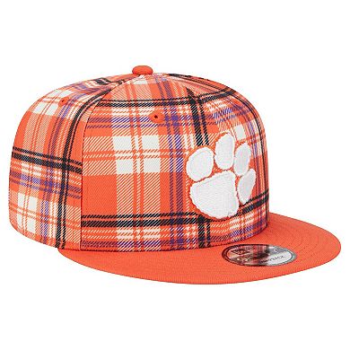 Men's New Era Orange Clemson Tigers Plaid 9FIFTY Snapback Hat