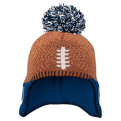 Preschool Brown Indianapolis Colts Football Head Knit Hat with Pom