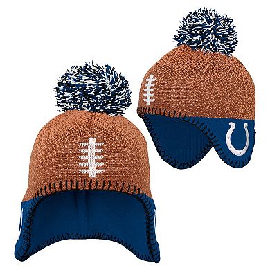 Preschool Brown Indianapolis Colts Football Head Knit Hat with Pom