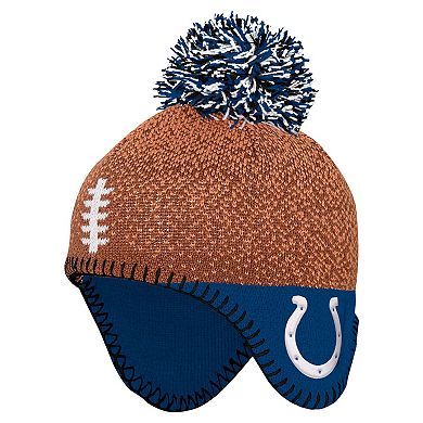 Preschool Brown Indianapolis Colts Football Head Knit Hat with Pom
