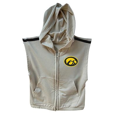 Girls Toddler Wes & Willy Tan Iowa Hawkeyes Tri-Blend Sleeveless Full-Zip Hoodie & Tiered Skirt Set