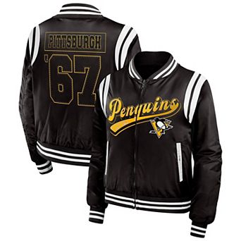Women's WEAR by Erin Andrews Black Pittsburgh Penguins Baller Full-Zip Bomber Jacket