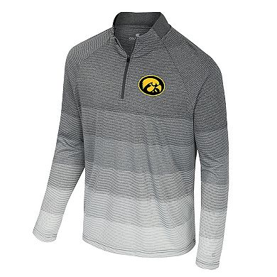 Men's Colosseum Gray Iowa Hawkeyes AI Striped Mesh Quarter-Zip Raglan Windshirt