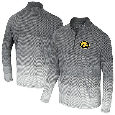 Men's Colosseum Gray Iowa Hawkeyes AI Striped Mesh Quarter-Zip Raglan Windshirt