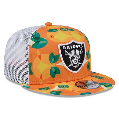 Men's New Era Orange Las Vegas Raiders Citrus 9FIFTY Trucker Snapback Hat