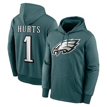 Men's Nike Jalen Hurts Midnight Green Philadelphia Eagles Player Name & Number Performance Pullover��Hoodie
