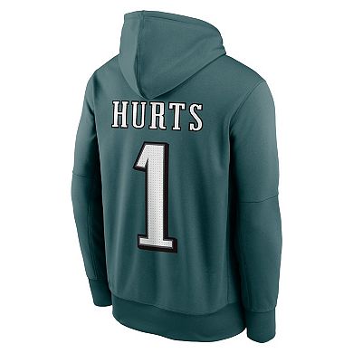 Men's Nike Jalen Hurts Midnight Green Philadelphia Eagles Player Name & Number Performance Pullover��Hoodie