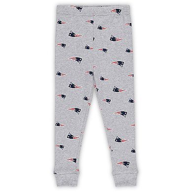 Preschool Heather Gray New England Patriots Long Sleeve T-Shirt and Pants Sleep Set