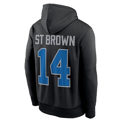 Men's Nike Amon-Ra St. Brown Black Detroit Lions Player Name & Number Performance Pullover��Hoodie