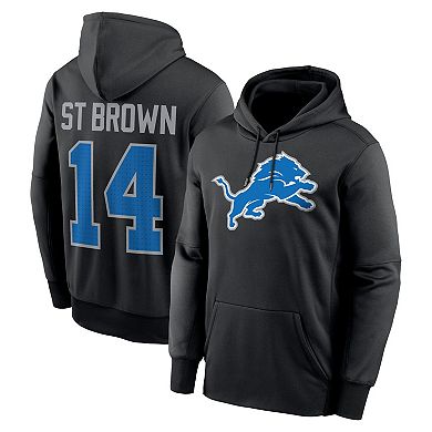 Men's Nike Amon-Ra St. Brown Black Detroit Lions Player Name & Number Performance Pullover��Hoodie