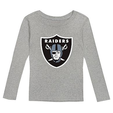 Preschool Heather Gray Las Vegas Raiders Long Sleeve T-Shirt and Pants Sleep Set