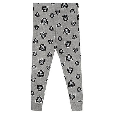 Preschool Heather Gray Las Vegas Raiders Long Sleeve T-Shirt and Pants Sleep Set