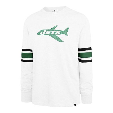 Men's '47 White New York Jets Gridiron Throwback Premier Brex Long Sleeve T-Shirt