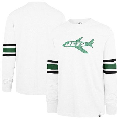 Men's '47 White New York Jets Gridiron Throwback Premier Brex Long Sleeve T-Shirt