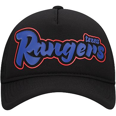 Men's New Era Black Texas Rangers Retro Bold A-Frame Trucker 9FORTY Adjustable Hat