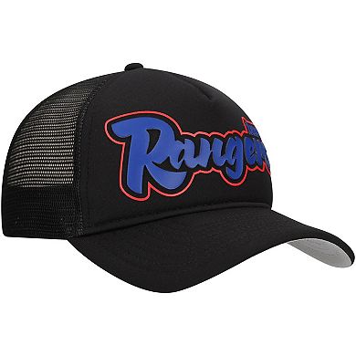 Men's New Era Black Texas Rangers Retro Bold A-Frame Trucker 9FORTY Adjustable Hat