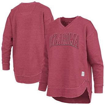 Women's Pressbox Crimson Oklahoma Sooners Westin Poncho V-Neck Pullover Sweatshirt