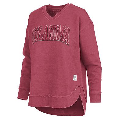 Women's Pressbox Crimson Oklahoma Sooners Westin Poncho V-Neck Pullover Sweatshirt