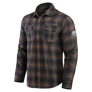 Men's Darius Rucker Collection by Fanatics Tan Cleveland Browns Classic Flannel Long Sleeve Button-Up Shirt