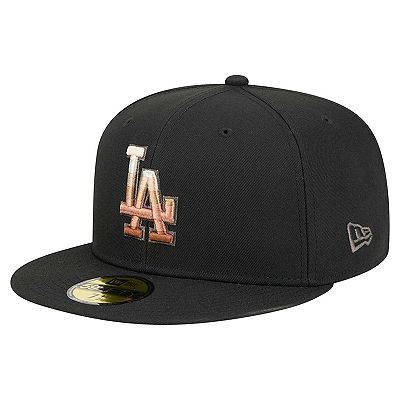 Men s New Era Black Los Angeles Dodgers Dune Gradient Side Patch 59FIFTY Fitted Hat