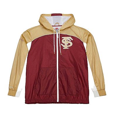 Men's Mitchell & Ness White Florida State Seminoles Big Shot Premium Full-Zip Windbreaker