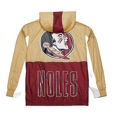 Men's Mitchell & Ness White Florida State Seminoles Big Shot Premium Full-Zip Windbreaker