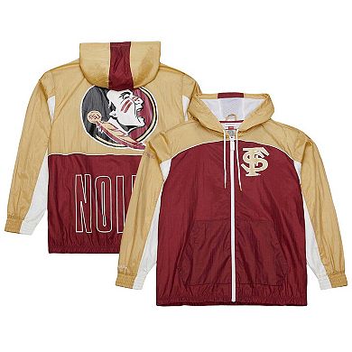 Men's Mitchell & Ness White Florida State Seminoles Big Shot Premium Full-Zip Windbreaker