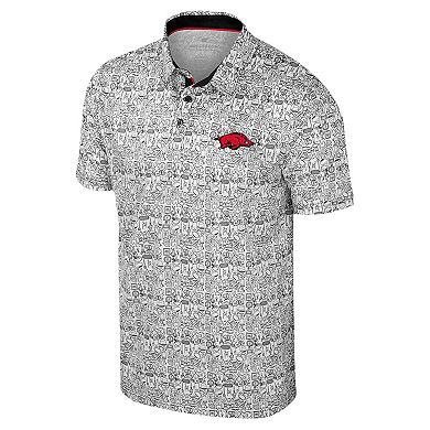 Men's Colosseum White Arkansas Razorbacks Big & Tall It's Time! Allover Printed Polo