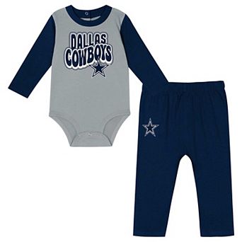 Infant Navy Dallas Cowboys Double Up Long Sleeve Bodysuit and Pants Set