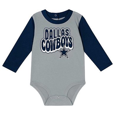 Infant Navy Dallas Cowboys Double Up Long Sleeve Bodysuit and Pants Set