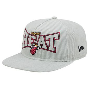 Men's New Era Gray Miami Heat Throwback Corduroy Golfer Snapback Hat