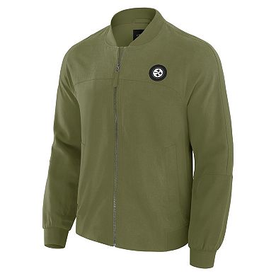 Men's J. Palmer Olive Pittsburgh Steelers Lightweight Cover-4 Tri-Blend Full-Zip Jacket