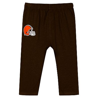 Infant Brown Cleveland Browns Double Up Long Sleeve Bodysuit and Pants Set