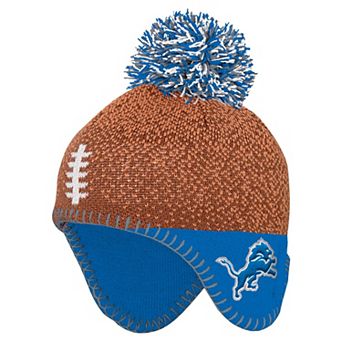 Preschool��Brown Detroit Lions Football Head Knit Hat with Pom