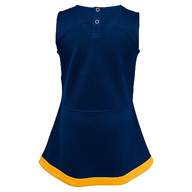Girls Preschool Navy West Virginia Mountaineers Two-Piece Cheer Captain Jumper Dress & Bloomers Set