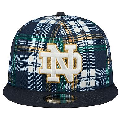 Men's New Era Navy Notre Dame Fighting Irish Plaid 9FIFTY Snapback Hat