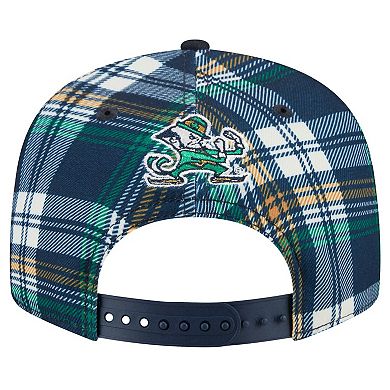 Men's New Era Navy Notre Dame Fighting Irish Plaid 9FIFTY Snapback Hat